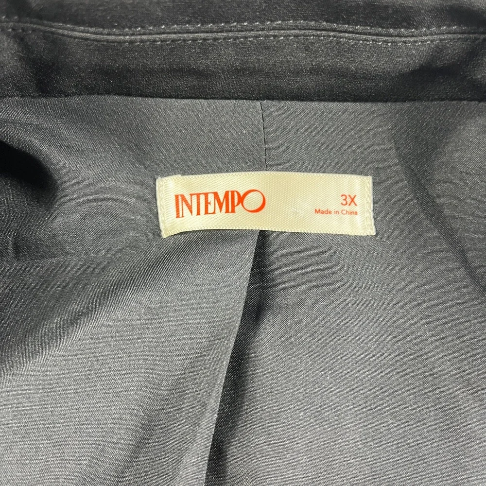 Intempo Womens Black Single Button Blazer‎ Plus Size 3X Professional Jacket